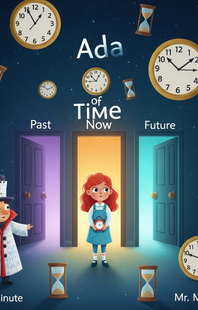 Ada w magicznym Pokoju Czasu z zegarami i drzwiami czasu